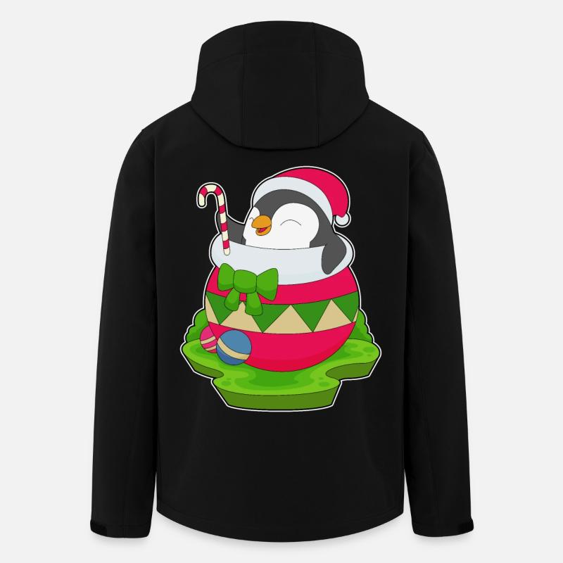 Penguin Christmas Candy Cane - Men’s Recycled Softshell Jacket by Stanley/Stella - black