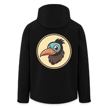 Crow Kawaii Cartoon Character Animal Pet Face - Men’s Recycled Softshell Jacket by Stanley/Stella - black - Back - AI Model Male 185 light (185cm)