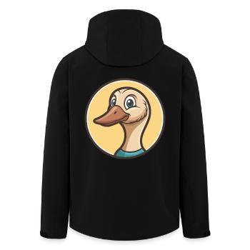 Goose Kawaii Cartoon Character Animal Pet Face - Men’s Recycled Softshell Jacket by Stanley/Stella - black - Back - AI Model Male 185 light (185cm)