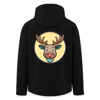 Moose Kawaii Cartoon Character Animal Pet Face - Men’s Recycled Softshell Jacket by Stanley/Stella - black - Back - AI Model Male 185 light (185cm)