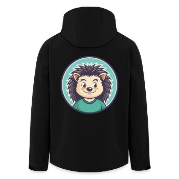 Igel Kawaii Cartoon Figur Tier Haustier Gesicht - Recycelte Männer Softshell-Jacke von Stanley/Stella - Schwarz - Hinten - AI Model Male 185 light (185cm)