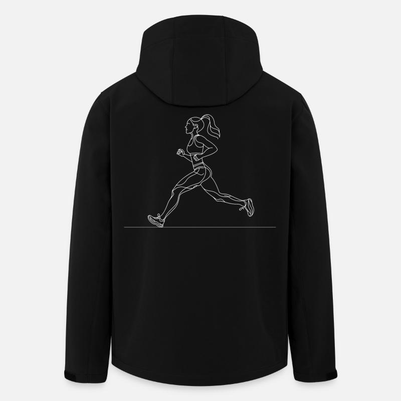 Dessin au trait du coureur - Veste softshell homme en polyester recyclé Stanley/Stella - noir