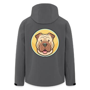 Chinesischer Shar Pei Hunderasse Cartoon Kawaii Clipart - Recycelte Männer Softshell-Jacke von Stanley/Stella - Schwarz - Hinten - AI Model Male 185 light (185cm)