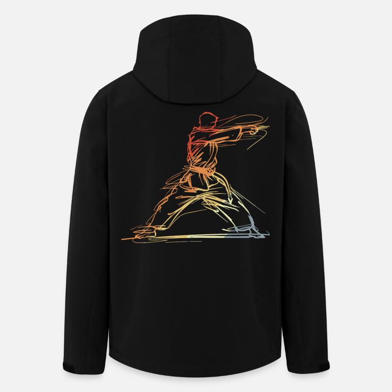 Karateka Line Sketch Rétro - Veste softshell homme en polyester recyclé Stanley/Stella - noir