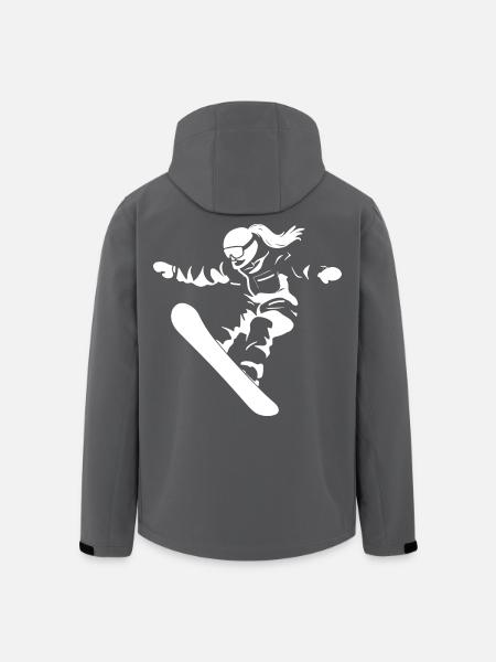 Dessin d’une snowboardeuse - Veste softshell homme en polyester recyclé Stanley/Stella - noir