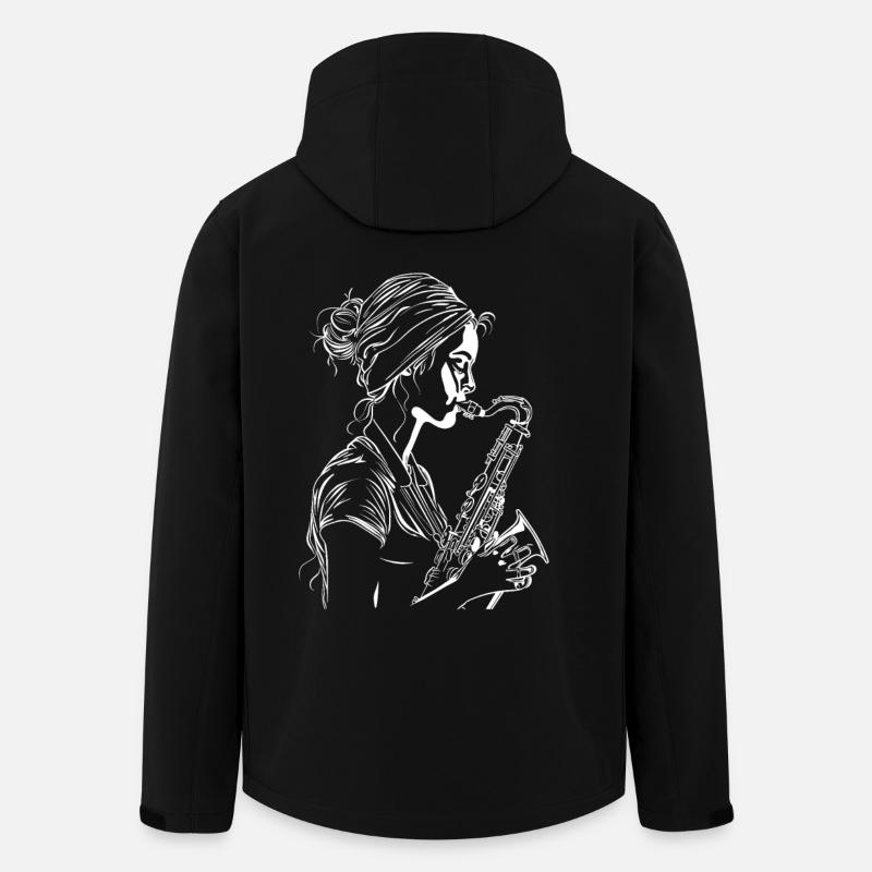 Saxophone Player Line Art - Men’s Recycled Softshell Jacket by Stanley/Stella - black