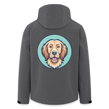 Fauve De Bretagne Dog Breed Cartoon Kawaii Clipart - Men’s Recycled Softshell Jacket by Stanley/Stella - black - Back - AI Model Male 185 light (185cm)
