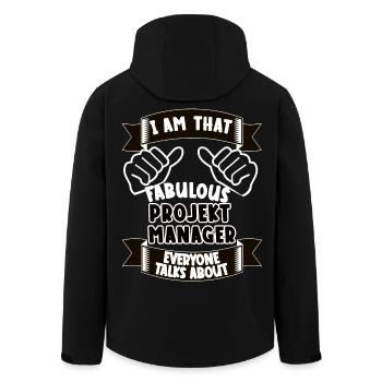 Project Manager Funny Saying Gift - Men’s Recycled Softshell Jacket by Stanley/Stella - black - Back - AI Model Male 185 light (185cm)