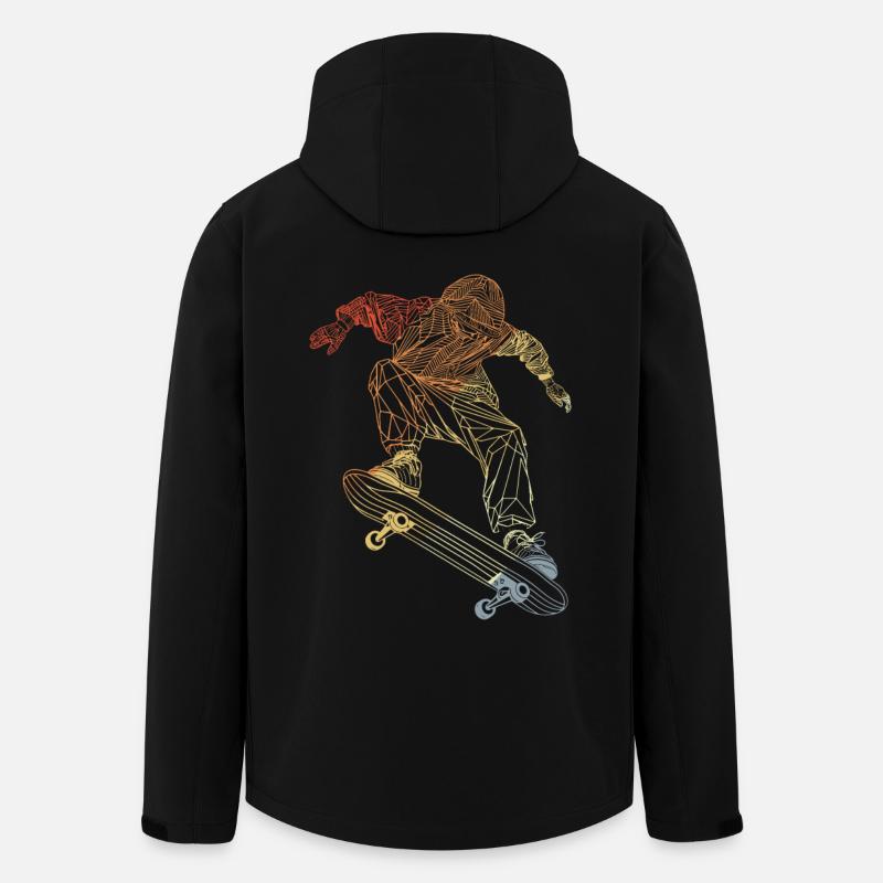 Skateboarder Line Art Retro - Recycelte Männer Softshell-Jacke von Stanley/Stella - Schwarz