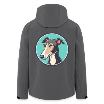 Lévrier polonais chien race dessin animé Kawaii Clipart - Veste softshell homme en polyester recyclé Stanley/Stella - noir - Dos - AI Model Male 185 light (185cm)