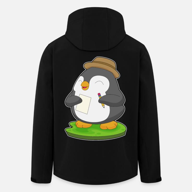 Pinguin Schüler Bleistift Schule - Recycelte Männer Softshell-Jacke von Stanley/Stella - Schwarz