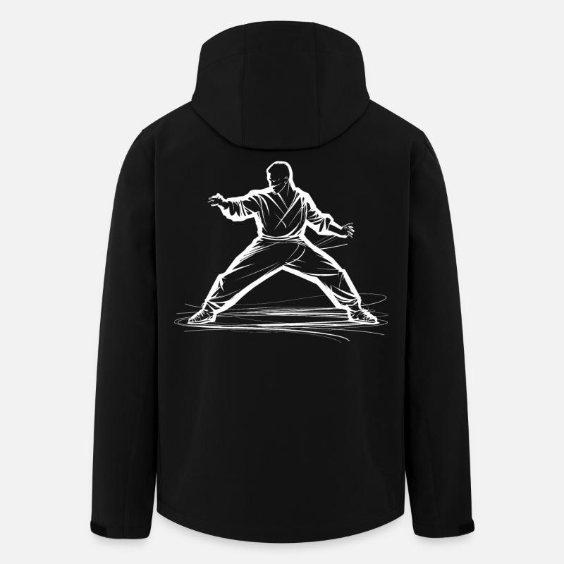 Dessin Karateka - Veste softshell homme en polyester recyclé Stanley/Stella - noir