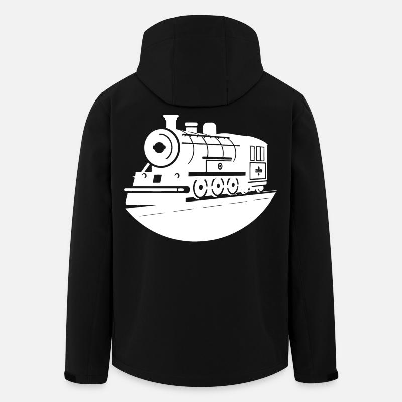 Dessin de locomotive - Veste softshell homme en polyester recyclé Stanley/Stella - noir
