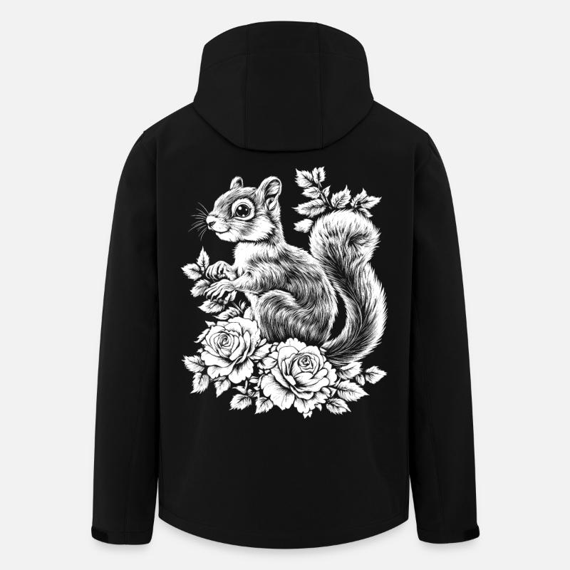 Croissant Rose Fleurs Esthétique Écureuil - Veste softshell homme en polyester recyclé Stanley/Stella - noir
