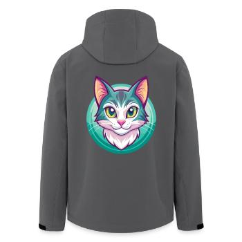 Chat domestique race dessin animé Kawaii Animal Pet - Veste softshell homme en polyester recyclé Stanley/Stella - noir - Dos - AI Model Male 185 light (185cm)