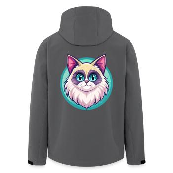 Ragdoll Katze Rasse Cartoon Kawaii Tier Haustier - Recycelte Männer Softshell-Jacke von Stanley/Stella - Schwarz - Hinten - AI Model Male 185 light (185cm)