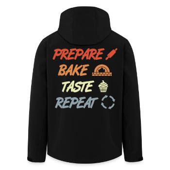 Prepare Bake Taste Repeat - Men’s Recycled Softshell Jacket by Stanley/Stella - black - Back - AI Model Male 185 light (185cm)