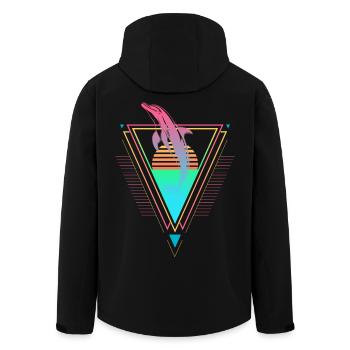 Delfin Vaporwave Synthwave années 90 années 80 coucher de soleil - Veste softshell homme en polyester recyclé Stanley/Stella - noir - Dos - AI Model Male 185 light (185cm)