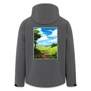 Wald Von Bowland Aonb Reiseposter Souvenir WPA - Recycelte Männer Softshell-Jacke von Stanley/Stella - Schwarz - Hinten - AI Model Male 185 light (185cm)