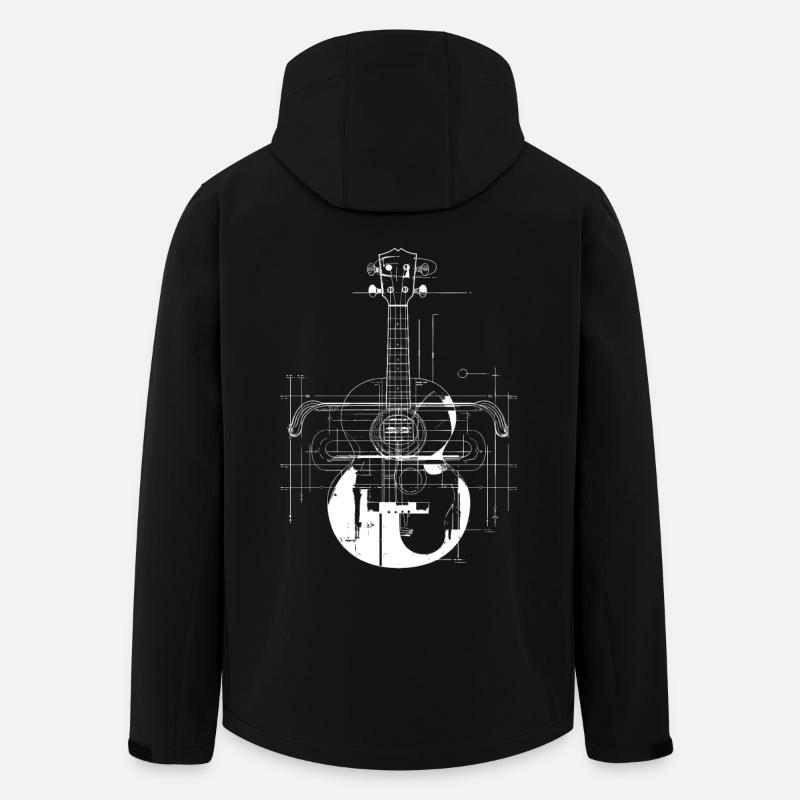 Dessin de ukulélé - Veste softshell homme en polyester recyclé Stanley/Stella - noir