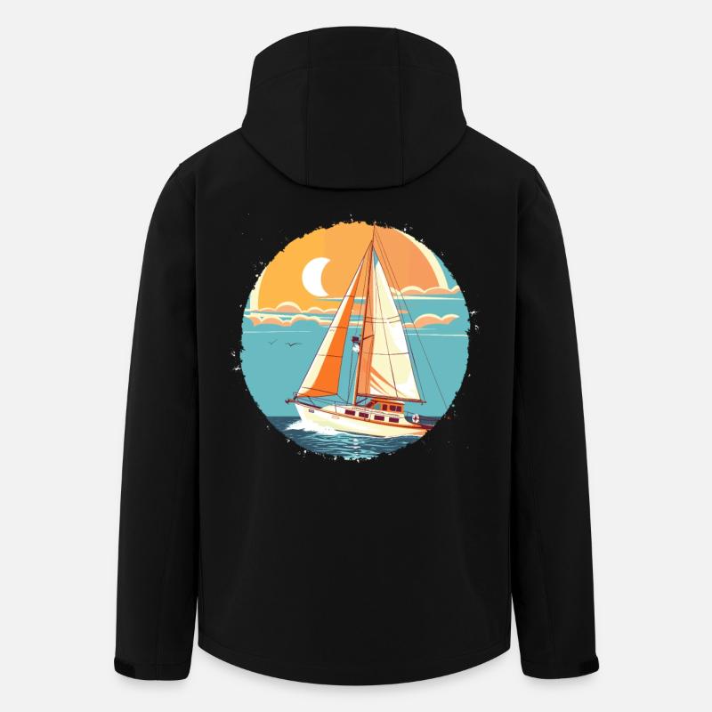 Segeln Comic Look - Recycelte Männer Softshell-Jacke von Stanley/Stella - Schwarz