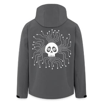 White Microprocessor Skull - Men’s Recycled Softshell Jacket by Stanley/Stella - black - Back - AI Model Male 185 light (185cm)