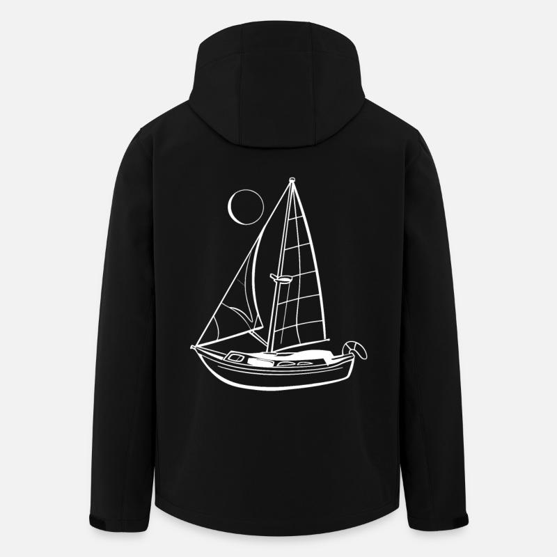 Dessin de voilier - Veste softshell homme en polyester recyclé Stanley/Stella - noir