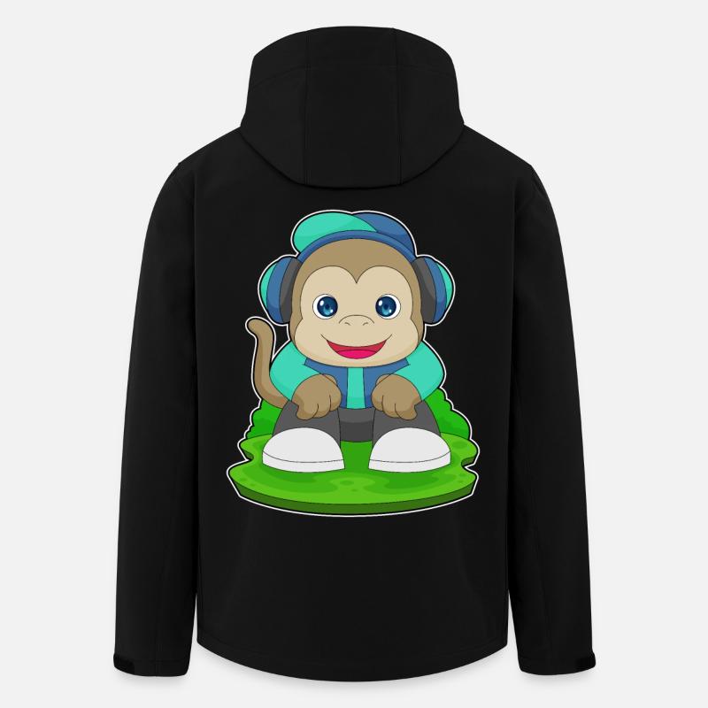 Affe Kopfhörer Musik - Recycelte Männer Softshell-Jacke von Stanley/Stella - Schwarz