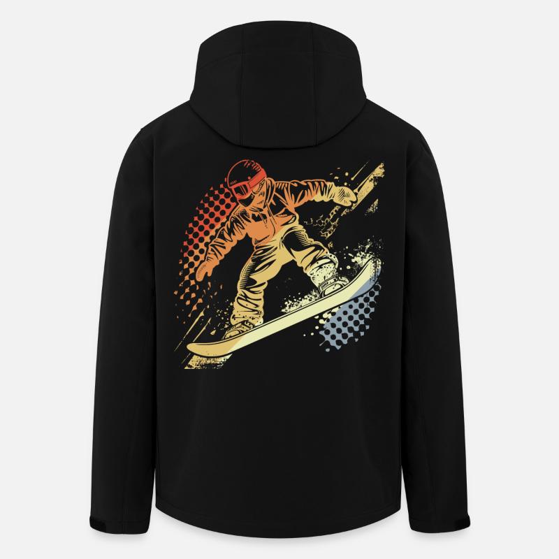 Snowboarder Graphique Rétro - Veste softshell homme en polyester recyclé Stanley/Stella - noir