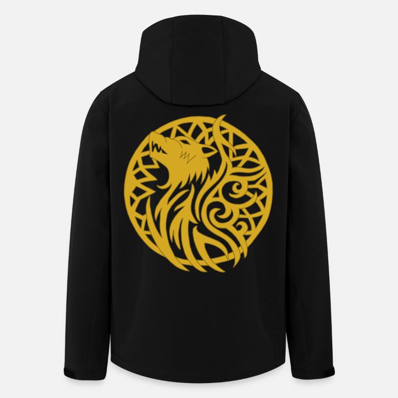 Goldener Wolf und Glücksbringer - Recycelte Männer Softshell-Jacke von Stanley/Stella - Schwarz