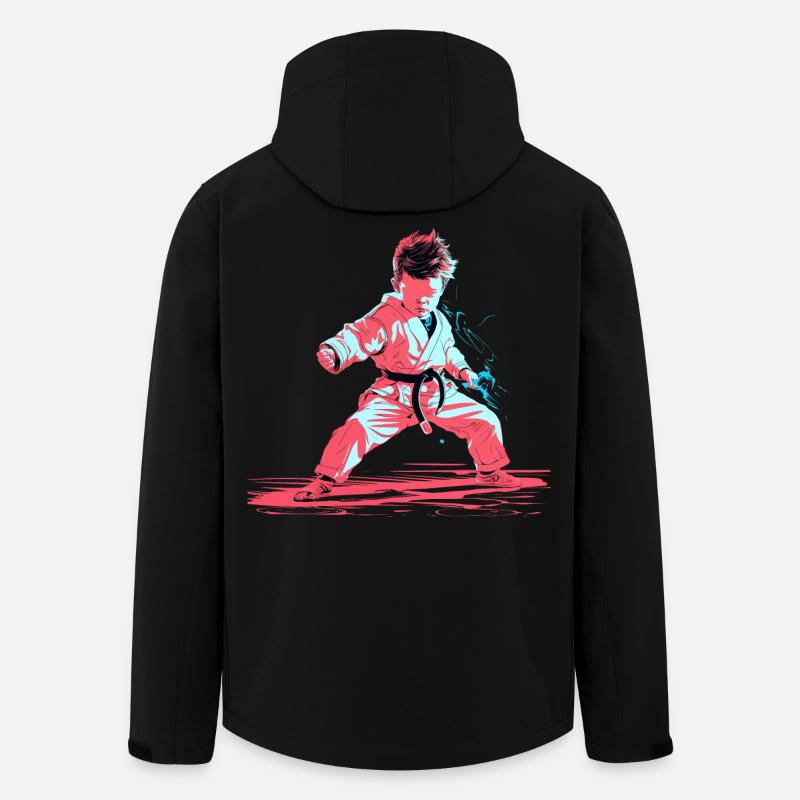 Karate Junge Synthwave - Recycelte Männer Softshell-Jacke Discoverer von Stanley/Stella - Schwarz