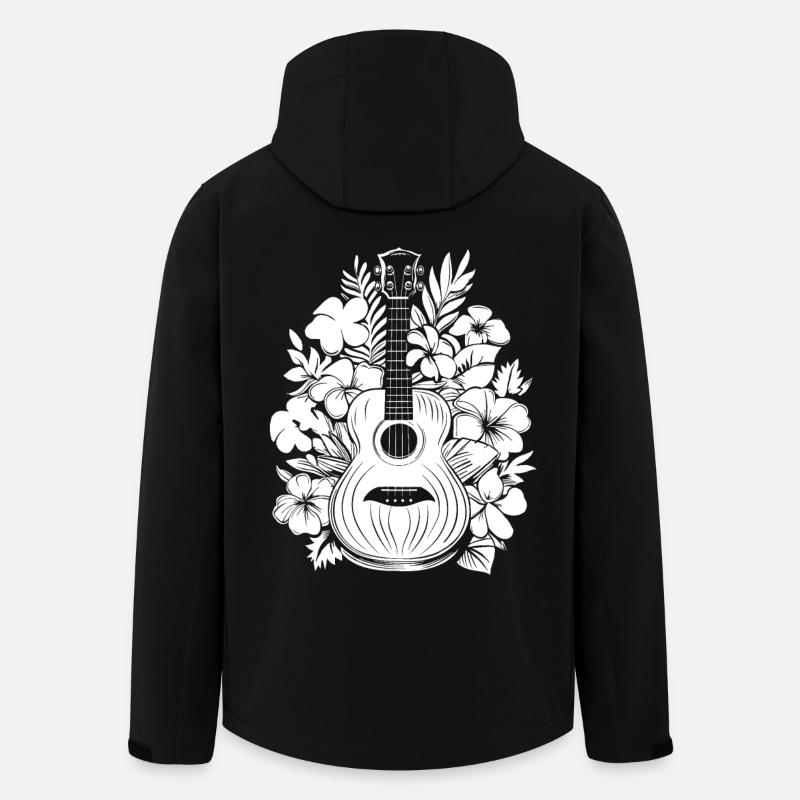 Ukulélé Dessin animé - Veste softshell homme en polyester recyclé Stanley/Stella - noir