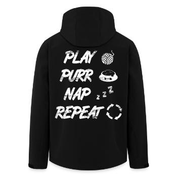 Cat Daily Routine - Men’s Recycled Softshell Jacket by Stanley/Stella - black - Back - AI Model Male 185 light (185cm)