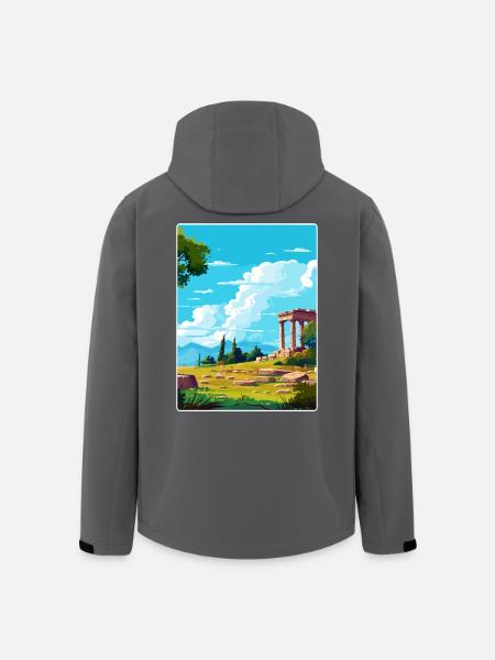Ancient Greece Travel Poster Souvenir WPA - Men’s Recycled Softshell Jacket by Stanley/Stella - black