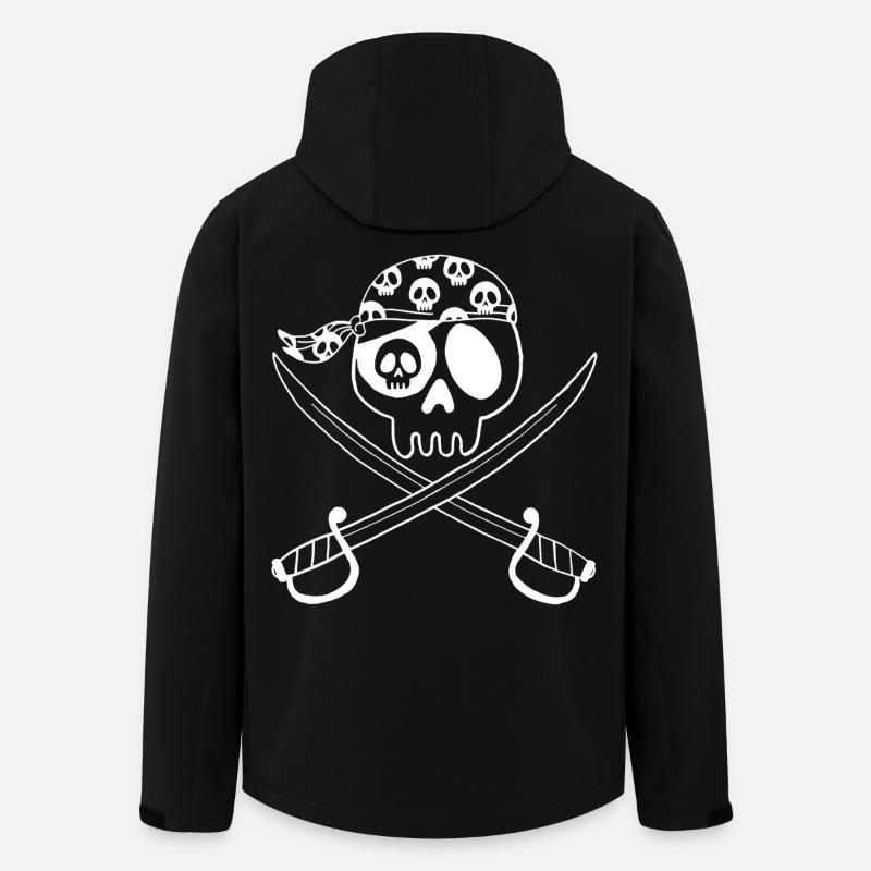 Pirate Skull (White) - Men’s Recycled Softshell Jacket by Stanley/Stella - black