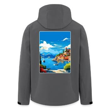 Parga Griechenland Reise Poster Souvenir Postkarte Farbe - Recycelte Männer Softshell-Jacke von Stanley/Stella - Schwarz - Hinten - AI Model Male 185 light (185cm)
