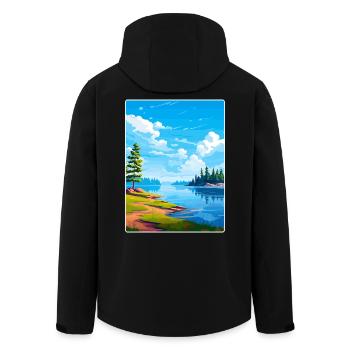 Lake Arrowhead Kalifornien Reise Poster Souvenir - Recycelte Männer Softshell-Jacke von Stanley/Stella - Schwarz - Hinten - AI Model Male 185 light (185cm)