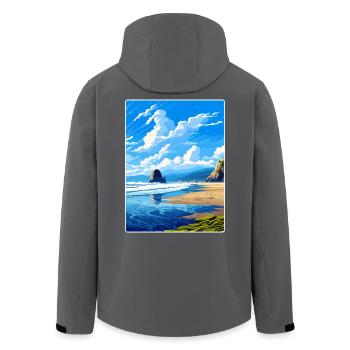Cannon Beach Oregon Vintage Reiseposter Souvenir - Recycelte Männer Softshell-Jacke von Stanley/Stella - Anthrazit - Hinten - AI Model Male 185 light (185cm)