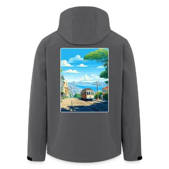 Affiche de voyage du Golden Gate de San Francisco en Californie - Veste softshell homme en polyester recyclé Stanley/Stella - charbon - Dos - AI Model Male 185 light (185cm)