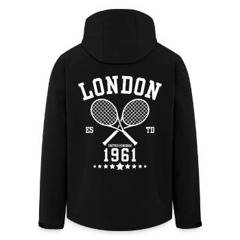 Vintage Tennis London Gegründet 1961 - Recycelte Männer Softshell-Jacke von Stanley/Stella - Schwarz - Hinten - AI Model Male 185 light (185cm)