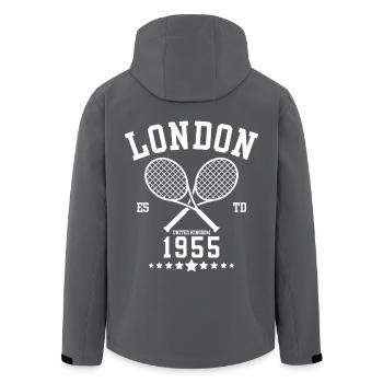 Vintage Tennis London Gegründet 1955 - Recycelte Männer Softshell-Jacke von Stanley/Stella - Schwarz - Hinten - AI Model Male 185 light (185cm)