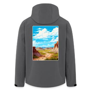 Badlands Nationalpark Reise Poster Souvenir WPA - Recycelte Männer Softshell-Jacke von Stanley/Stella - Schwarz - Hinten - AI Model Male 185 light (185cm)