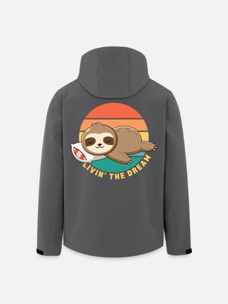 Funny Happy Lazy Sleeping Sloth Livin' the Dream - Men’s Recycled Softshell Jacket by Stanley/Stella - black