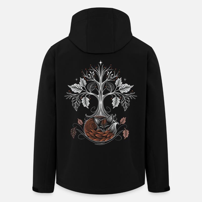 Schlafender Fuchs unter Lebensbaum - Herbstnacht - Recycelte Männer Softshell-Jacke von Stanley/Stella - Schwarz
