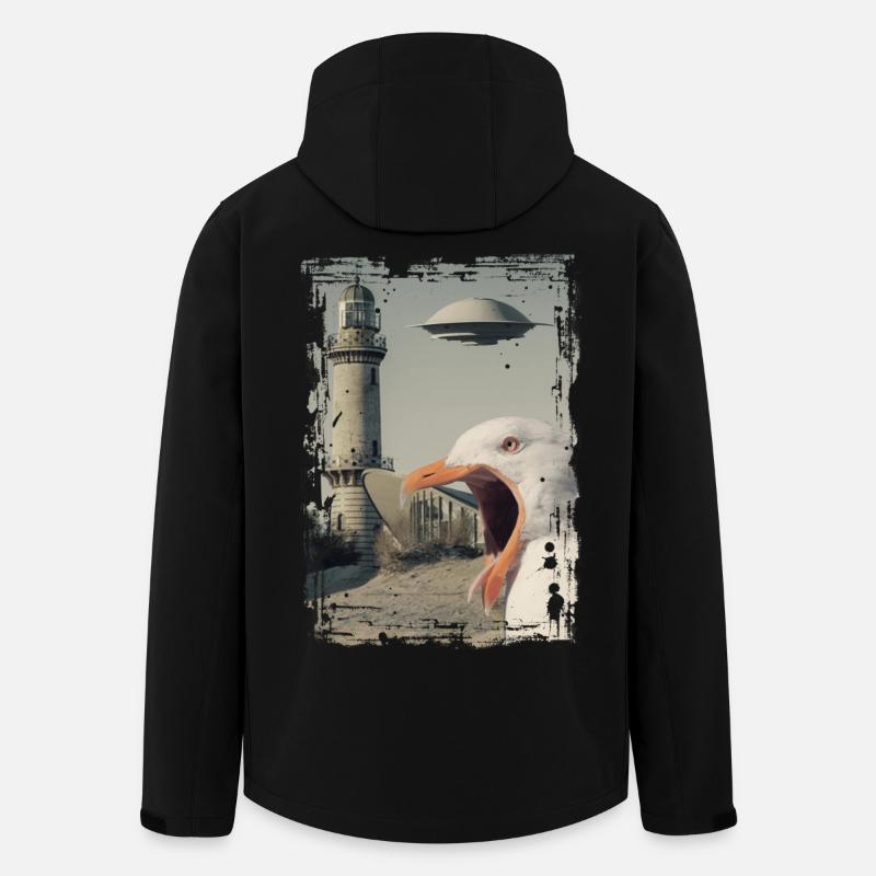 UFO - Möwe - Rostock - Teepot - Warnemünde - Recycelte Männer Softshell-Jacke von Stanley/Stella - Schwarz