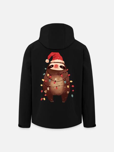 Funny Sloth Fairy Lights Christmas Tree - Men’s Recycled Softshell Jacket by Stanley/Stella - black