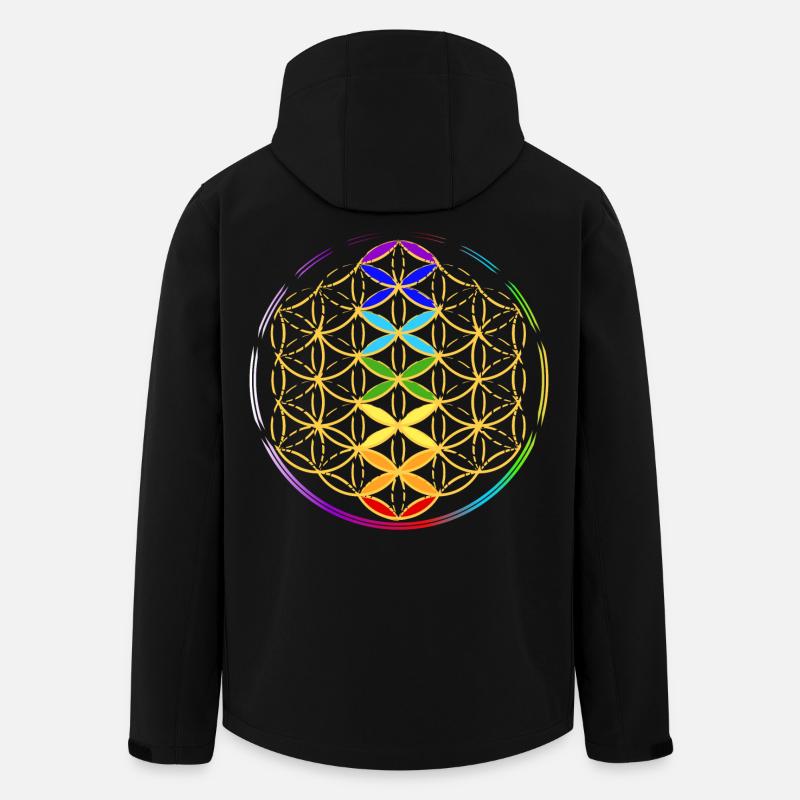 Fleur de Vie avec les Chakras - Veste softshell homme en polyester recyclé Stanley/Stella - noir