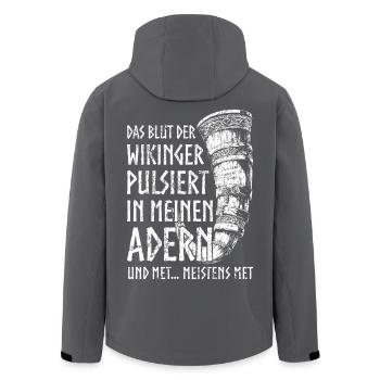 Lustiger Trinkspruch Met Trinkhorn Germanen Humor - Recycelte Männer Softshell-Jacke von Stanley/Stella - Schwarz - Hinten - AI Model Male 185 light (185cm)