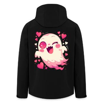 Cute Halloween Geist Herzchen Gespenst Spuk - Recycelte Männer Softshell-Jacke von Stanley/Stella - Schwarz - Hinten - AI Model Male 185 light (185cm)