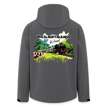 Wieslauftalbahn Schwäbische Waldbahn Wiesel - Recycelte Männer Softshell-Jacke von Stanley/Stella - Schwarz - Hinten - AI Model Male 185 light (185cm)